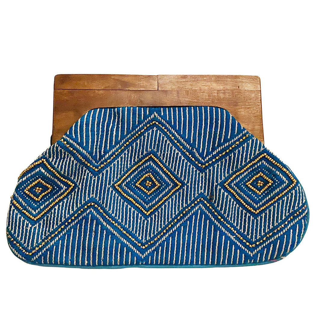 Beaded Clutch with Wooden Handle