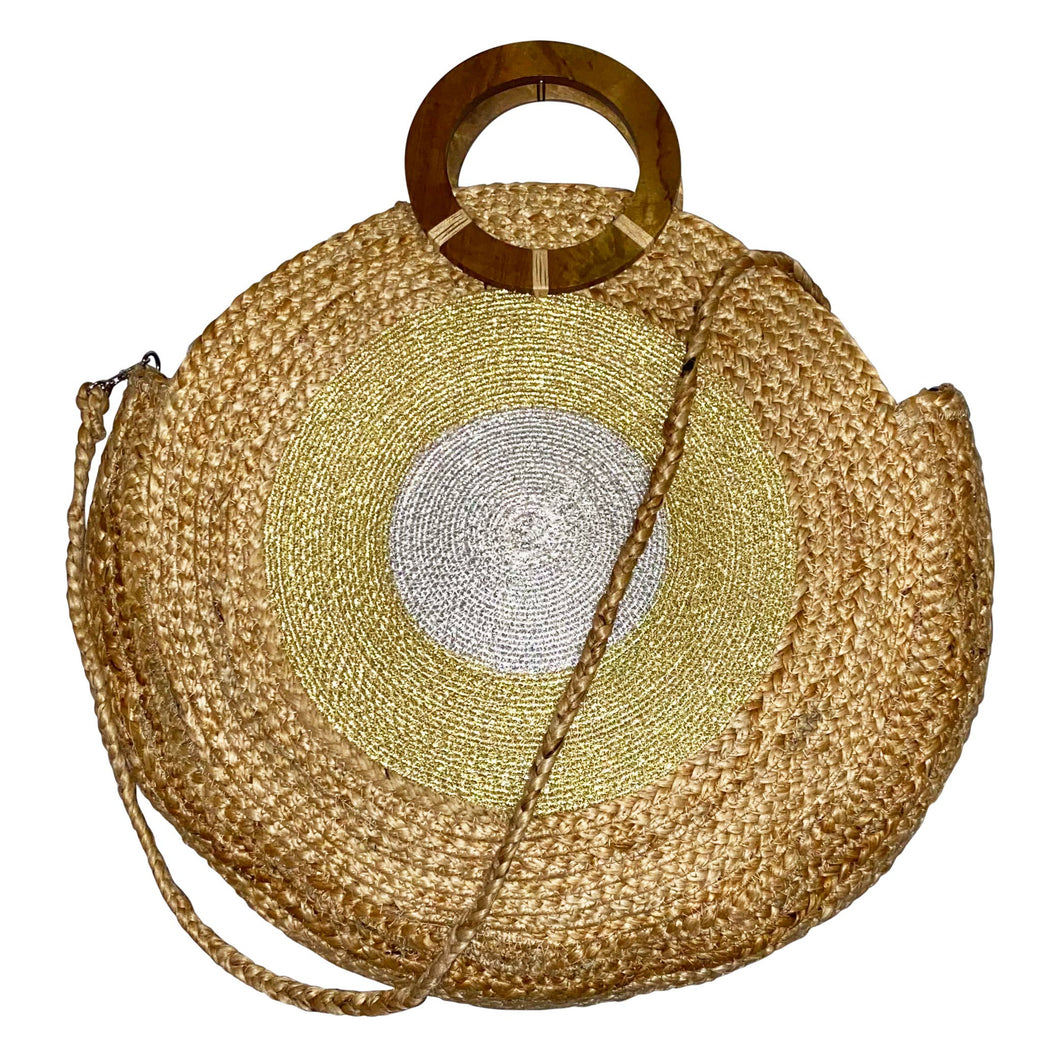 Gold Silver Medallion Jute Tote
