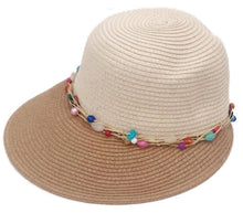 Two-Tone Beaded Visor Sun Hat