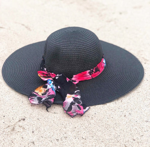 ‘Feel the Heat’ Black Scarf Sun Hat