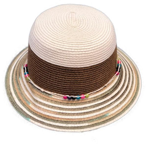 Brown Striped 'Zoe' Bucket Hat