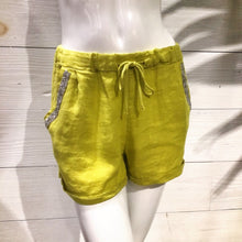 Mustard Diamond Pocket Linen Shorts