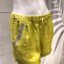 Mustard Diamond Pocket Linen Shorts