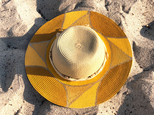 Mustard Handpainted 'Mosaic' Hat