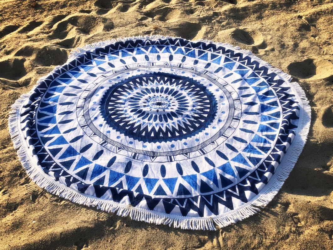 Blue Round Beach Towel
