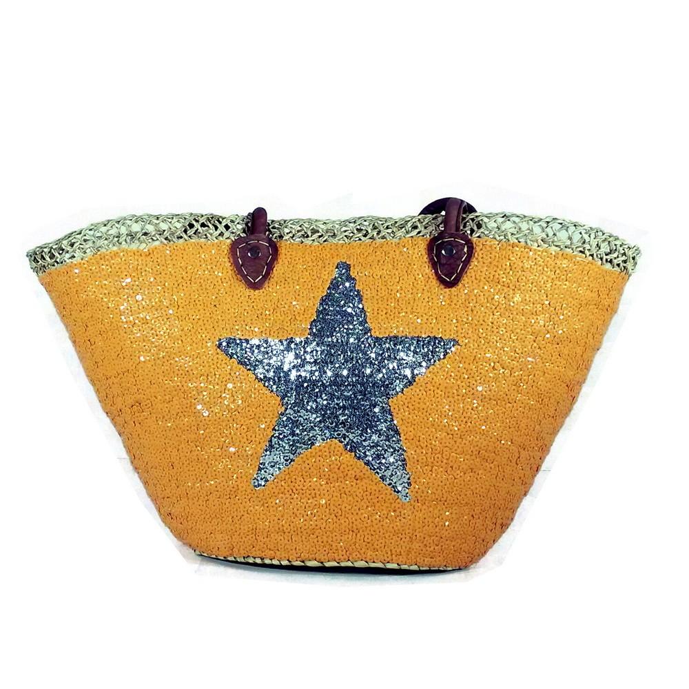 Bahiti Large Orange Sequin Basket with Silver Star