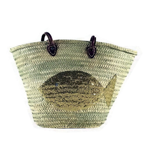 Abella Large Straw Basket with a Gold Fish