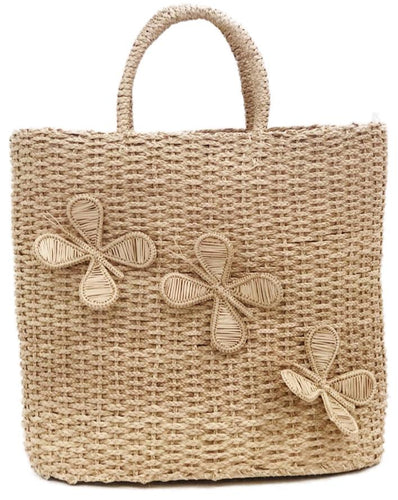 Butterfly Natural Straw Tote