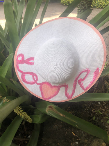 Pink ‘Love’ Handpainted Hat